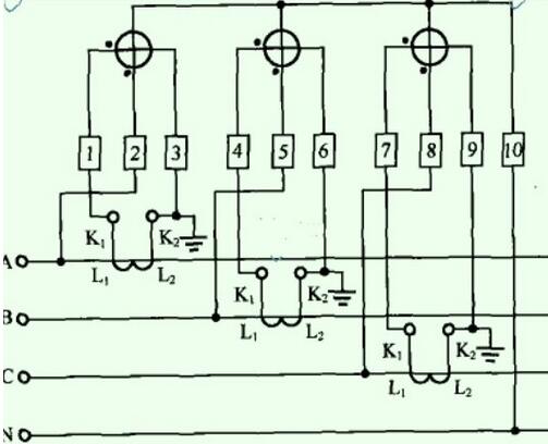 導軌電能表帶互感器接線圖